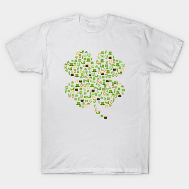 St Patrick's Day Four Leaf Clover T-Shirt by shallotman